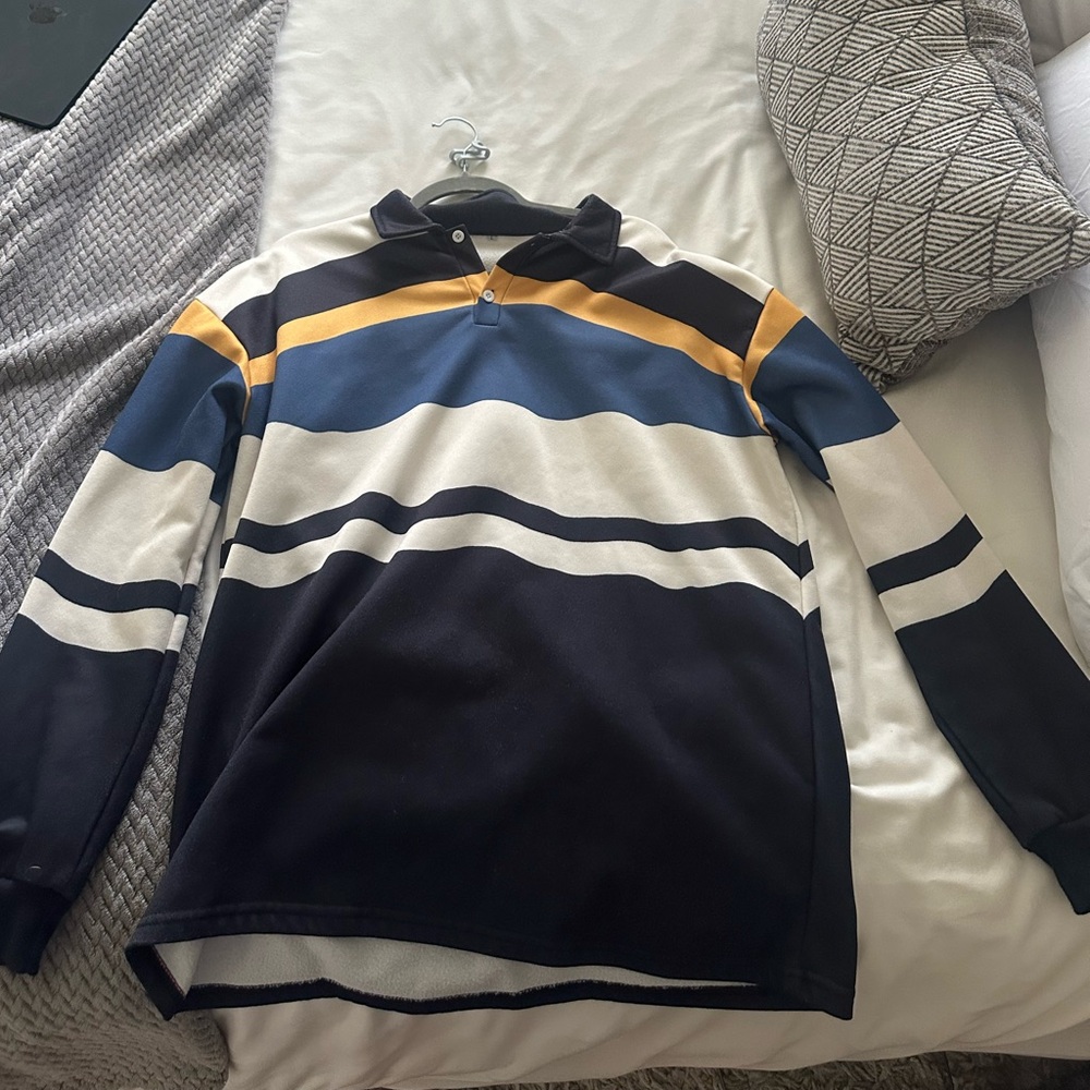 Men’s Striped Long Sleeve Polo Shirt